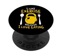 Mi piace l'esercizio perché amo mangiare divertenti manubri da palestra PopSockets PopGrip Adesivo