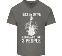 Mi Piace My Chitarra E 3 People Rock N Rotolo Uomo Scollo A V Cotone T-Shirt