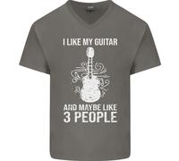 Mi Piace My Chitarra E 3 People Rock N Rotolo Uomo Scollo A V Cotone T-Shirt