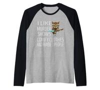 Mi Piace omicidio Mostra Vestiti Comodi e Forse 3 Persone Gatto Maglia con Maniche Raglan