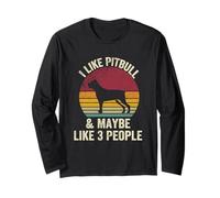 Mi piace pitbull e forse come 3 Persone Amante vintage Divertente Maglia a Manica