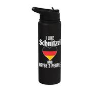 Mi piace Schnitzel e forse 3 Persone Funny Schnitzel tedesco Stainless Steel Insulated Water Bottle