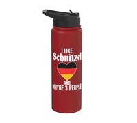 Mi piace Schnitzel e forse 3 Persone Funny Schnitzel tedesco Stainless Steel Insulated Water Bottle