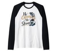 Mi Porta Attraverso Le tempeste Fede Cristiana Maglia con Maniche Raglan