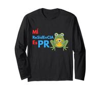 Mi Residencia es Puerto Rico Frog | Boricua Pride Graphic Maglia a Manica