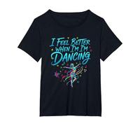 Mi Sento Meglio Quando Ballo, Grande Linea Danzante Maglietta, Donna Plus-Size, Nero, 1X