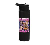 Mi sento sciocco Funny Cat Meme Bootleg Stainless Steel Insulated Water Bottle