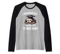 Mi Sono Laureato Posso Tornare a Letto Ora Dormire Studente Bradipo Maglia con Maniche Raglan