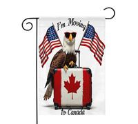 Mi trasferisco in Canada Valigia con aquila e bandiere Bandiere da Giardino 12,5x18 Pollici - Banner dai Colori Vivaci per Decorazioni Esterne di Giardini e Case - Idee Regalo