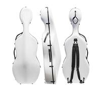 MI&VI CC-7002 - Custodia classica per violoncello composito in fibra di carbonio 4/4 con ruote, cinghie per il trasporto, peso leggero 5,2 kg, guscio resistente, di MI&VI Music, colore: bianco