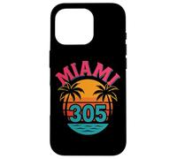 MIA 305 Miami Florida, festa retrò anni '80 sulla spiaggia del sud della Florida Custodia per iPhone 16 Pro
