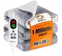 Mia&Coco Coperta elettrica spegnimento automatico 130x160 cm, 10 impostazioni di riscaldamento, timer di spegnimento automatico fino a 9 ore, coperta elettrica riscaldante, flanella, grigio