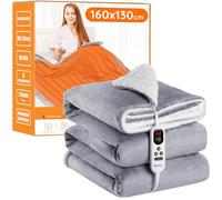 Mia&Coco Coperta Elettrica Termica Riscaldata, Lavabile in Lavatrice, con Telecomando Digitale, Flanella Sherpa 130x160 cm, 10 livelli e 1~9 ore di spegnimento automatico, lavabile in lavatrice