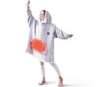 Mia&Coco Coperta Riscaldata con Cappuccio per Donna e Uomo, 3 Livelli di Calore, Spegnimento Automatico 2 Ore, Oversize con Tasca, Flanella Sherpa