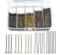 Mia Klein Confezione da 500 forcine e forcine per capelli, kit di grandi quantità di forcine per capelli nero, marrone, oro, forcine e forcine per capelli a forma di U marroni per acconciature con