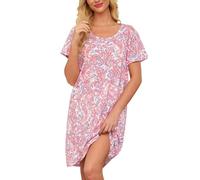 MIA LUCCE Camicia da notte da donna a maniche corte e vestito da notte comodo in cotone con stampa alla moda per dormire e tempo libero, taglie S-3XL, XL