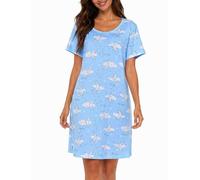 MIA LUCCE Camicia da notte da donna a maniche corte, in cotone, biancheria | Camicia da notte da donna morbida e confortevole, a maniche corte, con stampa alla moda, versatile per notte e tempo libero
