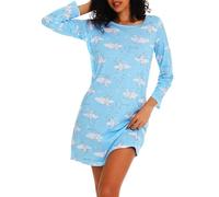 MIA LUCCE - Camicia da notte da donna a maniche lunghe, biancheria da notte in cotone, camicia da notte, vestaglia da casa, morbida e leggera, abbigliamento da casa, camicia da notte per donne, L