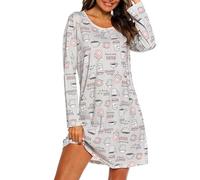MIA LUCCE - Camicia da notte da donna a maniche lunghe, biancheria da notte in cotone, camicia da notte, vestaglia da casa, morbida e leggera, abbigliamento da casa, camicia da notte per donne, M