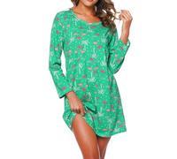 MIA LUCCE - Camicia da notte da donna a maniche lunghe, biancheria da notte in cotone, camicia da notte, vestaglia da casa, morbida e leggera, abbigliamento da casa, camicia da notte per donne, L