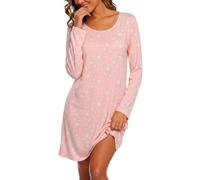 MIA LUCCE Camicia da Notte da Donna a Maniche Lunghe, in Cotone | Morbida camicia da notte a maniche lunghe da donna, camicia da notte da donna, comoda camicia da notte per notte e casa