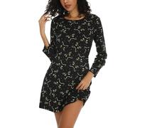 MIA LUCCE Camicia da notte da donna, a maniche lunghe, morbida, lunga, Gatto nero, XXL