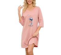 MIA LUCCE Camicia da notte da donna in cotone, maniche a tre quarti, stampa alla moda, morbida biancheria da notte estiva traspirante e camicia da notte per donna M-XXL