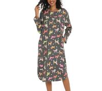 MIA LUCCE Camicia da notte da donna lunga, in flanella, con abbottonatura | Materiale in flanella morbida e calda, delicato sulla pelle e accogliente per le fresche notti autunnali e invernali