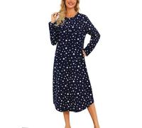 MIA LUCCE Camicia da notte da donna lunga, in flanella, con abbottonatura | Materiale in flanella morbida e calda, delicato sulla pelle e accogliente per le fresche notti autunnali e invernali
