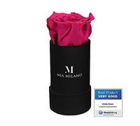 Mia Milano Infitnity Roses in Box I Scatola di rose nere con fiori veri conservati I Regalo per donne I San Valentino Regalo I Scatola di fiori 3 anni di conservazione (Small, Nero - Hot Pink)