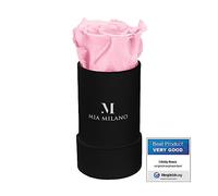 Mia Milano Infitnity Roses in Box I Scatola di rose nere con fiori veri conservati I Regalo per donne I San Valentino Regalo I Scatola di fiori 3 anni di conservazione (Small, Nero - Rosa)
