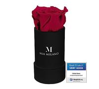 Mia Milano Infitnity Roses in Box I Scatola di rose nere con fiori veri conservati I Regalo per donne I San Valentino Regalo I Scatola di fiori 3 anni di conservazione (Small, Nero - Bordeaux)