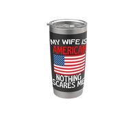 Mia moglie è americana niente mi spaventa divertente marito Bicchiere termico in acciaio inox doppia parete