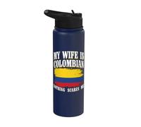 Mia moglie è colombiana niente mi spaventa orgoglioso Colombia Stainless Steel Insulated Water Bottle