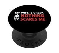 Mia moglie è greca niente mi spaventa moglie greca PopSockets PopGrip Adesivo