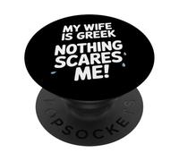 Mia moglie è greca niente mi spaventa moglie greca PopSockets PopGrip Adesivo