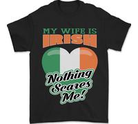 Mia Moglie È Irlandese Niente Mi Fa Paura Irlanda Maglietta Da Uomo 100% Cotone
