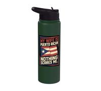 Mia moglie è portoricana nulla mi spaventa Boricua Marito Stainless Steel Insulated Water Bottle