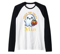 Mia Personalizzato Nome Carino Fantasma Halloween Maglia con Maniche Raglan