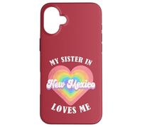 Mia sorella nel New Mexico mi ama Heart Retro Groovy USA Custodia per iPhone 16 Plus