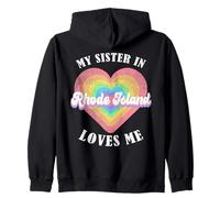 Mia Sorella nel Rhode Island Mi AMA Heart Retro Groovy USA Felpa con Cappuccio