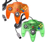 miadore 2 confezioni di joystick classici 64 cablati per console N64 per videogiochi N64 (verde giungla e arancione)