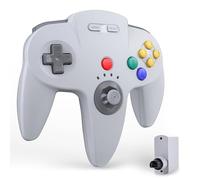 miadore Controller wireless N64 compatibile con console N64 - (grigio) | Gamepad retrò con ricevitore N64 a 2,4 GHz, plug & play,batteria da 500 mAh,vibrazione integrata,joystick di precisione 3D