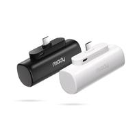 Miady Confezione da 2 caricabatterie portatili da 5000 mAh per smartphone Android, mini batteria USB-C, piccola power bank compatibile con iPhone 16/15, Galaxy S24/S22, iPad, ecc. (nero + bianco)