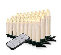 Miafamily, set di candele natalizie con 20 o 60 LED, senza fili, per albero di Natale, con telecomando, Custodia bianca latte., 50er