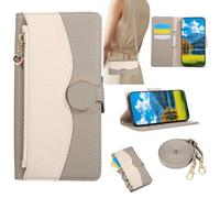 Miagon Crossbody Cerniera Custodia per VIVO V50 Lite 5G,Giuntato Portafoglio Borsa Cover con Spallina Slot per Schede Tasca Magnetico PU Pelle Flip Collo Cordino Case