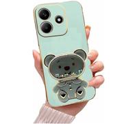 Miagon Orso Specchio Cavalletto Custodia per Honor 400 Lite,Elettrolitico Sabbie Mobili Glitter Cover Morbida Sottile Silicone Protettiva Case con Specchio Stand Supporto