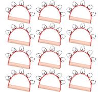 MIAHART 12 Pezzi Campane di Jingle a Mano di Natale Campane a Slitta a Mano in Legno Jingle Shaker Bells Campane a Sonagli Campane Musicali Strumenti per le Vacanze Decorazioni Natalizie