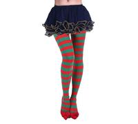 Miaija Collant a righe per Halloween, calze a righe con piede intero, accessorio per costume per donne e ragazze, Rosso e verde., Taglia unica