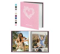 Miaikoe Album fotografico piccolo, 15 x 10 cm, 52 tasche, 2 confezioni, mini album in lino con apertura dall'alto, contiene 100 foto verticali da 10 x 15 cm, per anniversario di matrimonio di